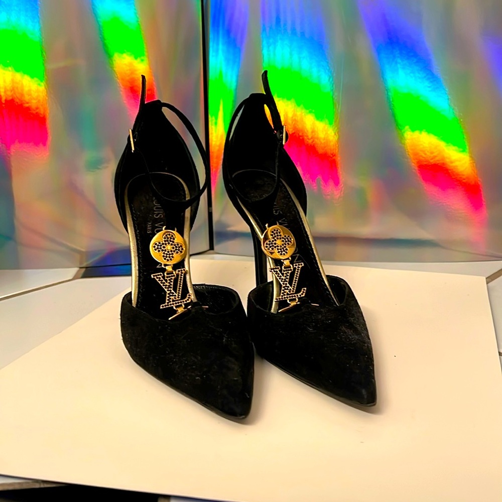 Louis Vuitton Black Logo Charm Heels